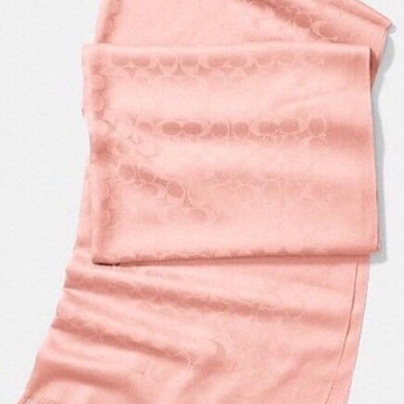 COACH Silk/Cotton Blend Signature Scarf in Blush Pink, OVER $200 OFF! - Picture 2 of 4